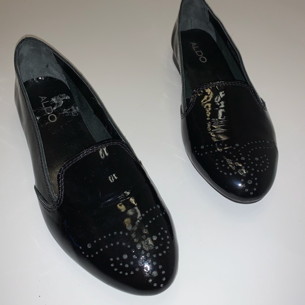 Aldo Black Patent Leather Loafer Sz 6 - Picture 2 of 8